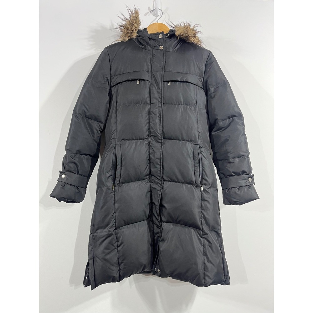 Michael Michael Kors Down Puffer Coat Faux Fur Hood Parka Womens Medium Outdoors